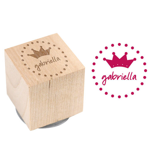 Dotty Crown Wood Block Rubber Stamp